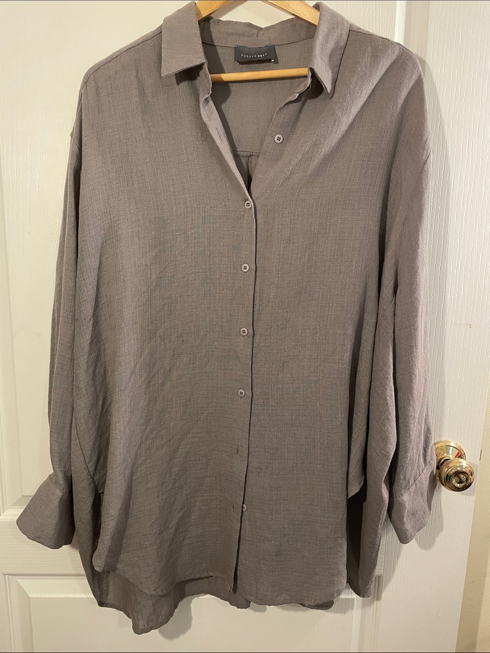 Relaxed Button-Down Shirt in Light Taupe